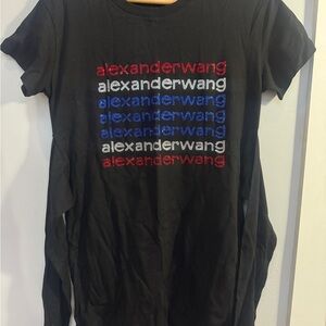 Alexander Wang Black T Shirt Dress Red, White & Blue Rhinestones